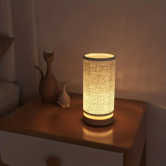 Modern Wooden Bedside Lamp with USB Charging Port