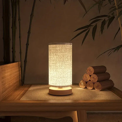 Modern Wooden Bedside Lamp with USB Charging Port