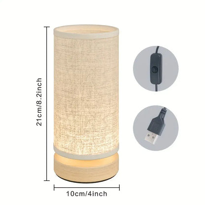 Modern Wooden Bedside Lamp with USB Charging Port