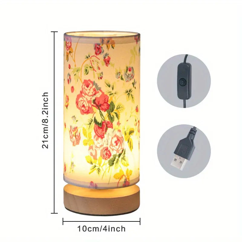Modern Wooden Bedside Lamp with USB Charging Port