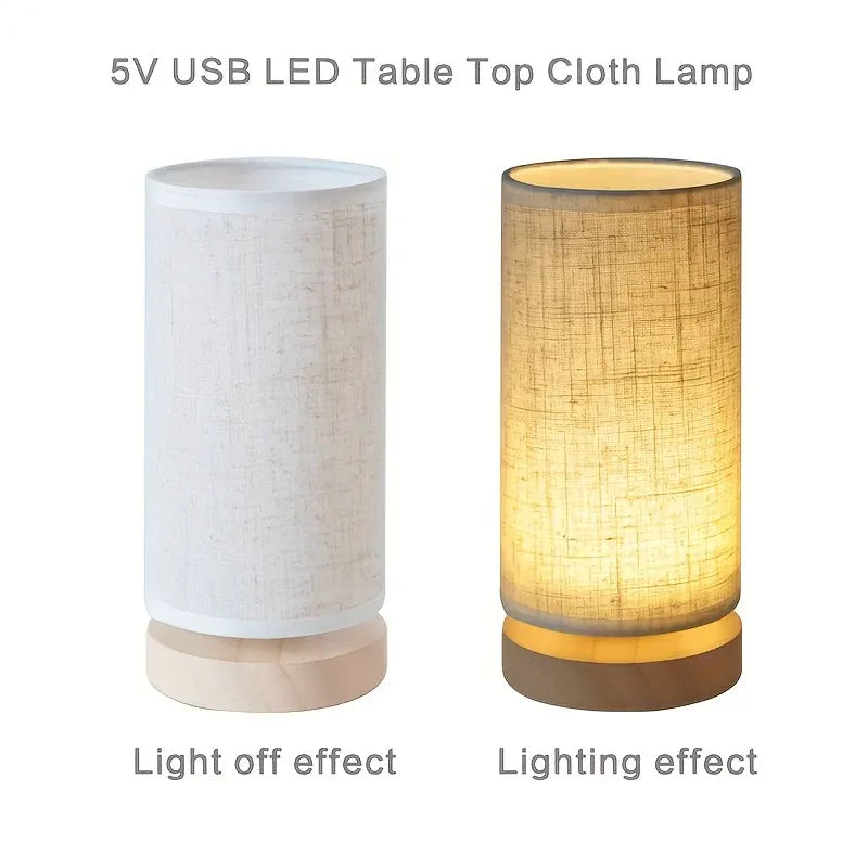 Modern Wooden Bedside Lamp with USB Charging Port