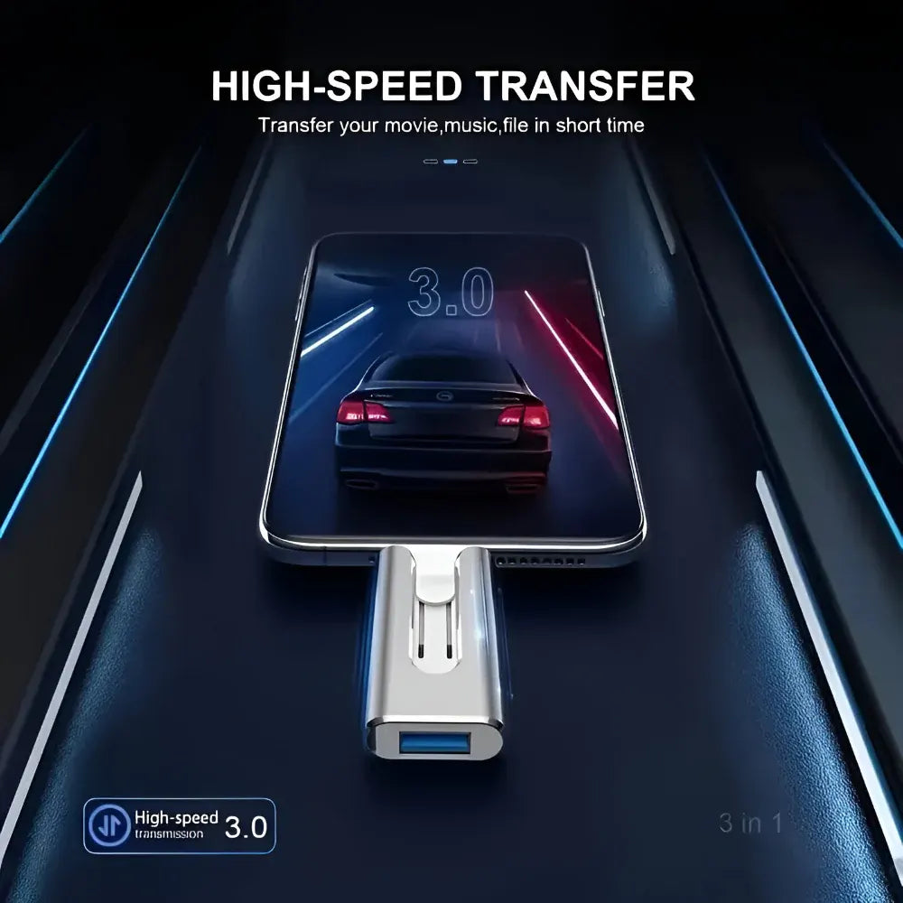 Multi-Connector USB Flash Drive for Phone and Computer Storage