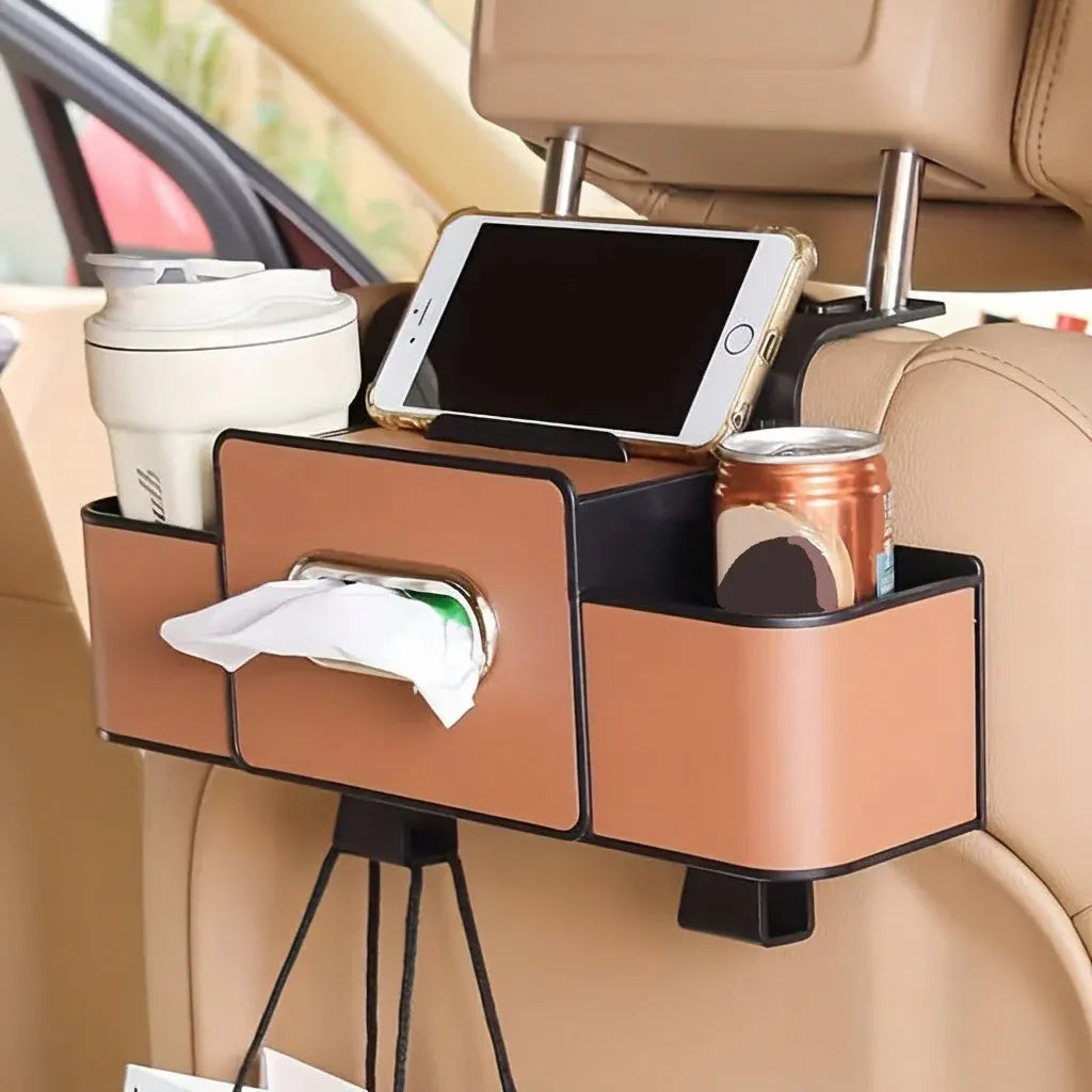 Multifunctional Backseat Car Organizer with Cup Holder Storage Box