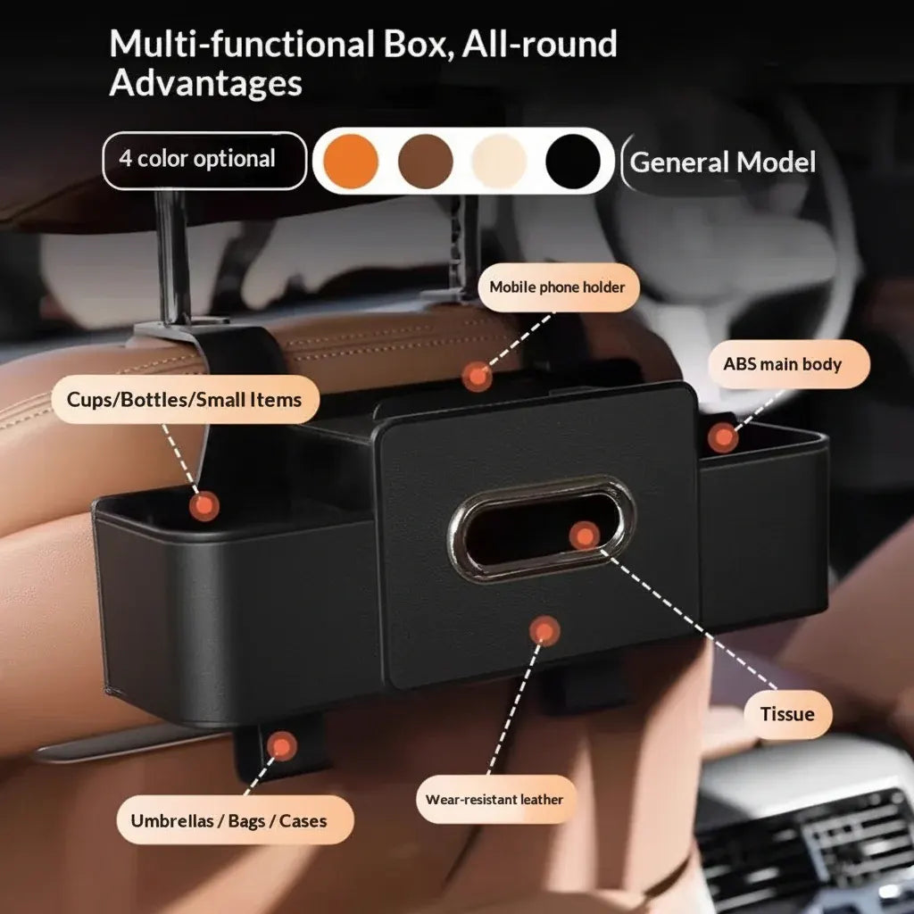 Multifunctional Backseat Car Organizer with Cup Holder Storage Box