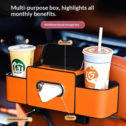 Multifunctional Backseat Car Organizer with Cup Holder Storage Box