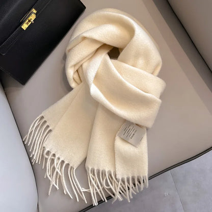 Narrow Solid Color Wool Scarf - Unisex Warm & Soft Knit