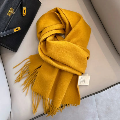 Narrow Solid Color Wool Scarf - Unisex Warm & Soft Knit