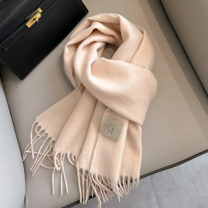 Narrow Solid Color Wool Scarf - Unisex Warm & Soft Knit
