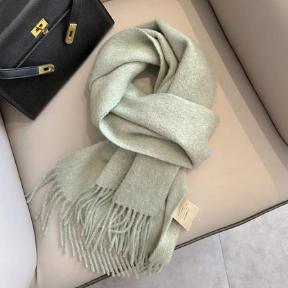Narrow Solid Color Wool Scarf - Unisex Warm & Soft Knit