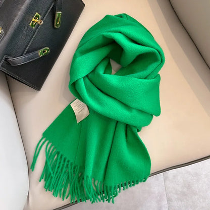 Narrow Solid Color Wool Scarf - Unisex Warm & Soft Knit