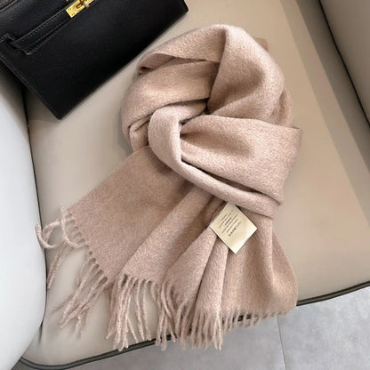 Narrow Solid Color Wool Scarf - Unisex Warm & Soft Knit