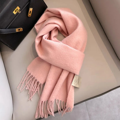 Narrow Solid Color Wool Scarf - Unisex Warm & Soft Knit