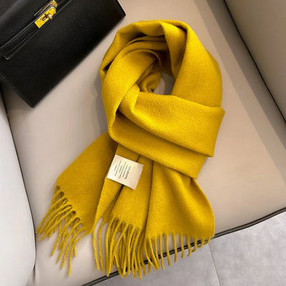 Narrow Solid Color Wool Scarf - Unisex Warm & Soft Knit
