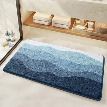 Non-Slip Bath Mat with Coastal Wave Pattern