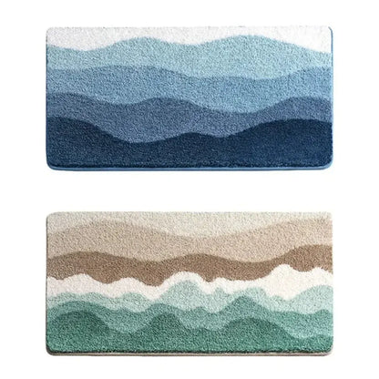 Non-Slip Bath Mat with Coastal Wave Pattern