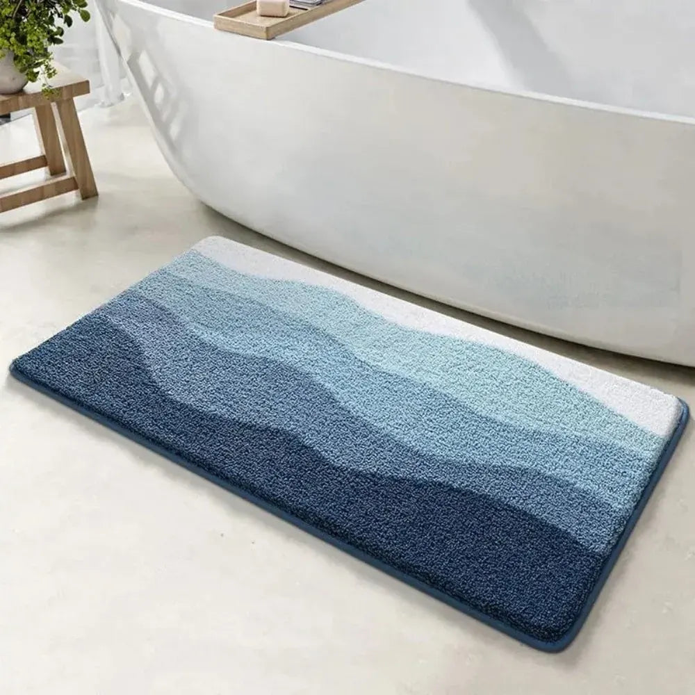 Non-Slip Bath Mat with Coastal Wave Pattern