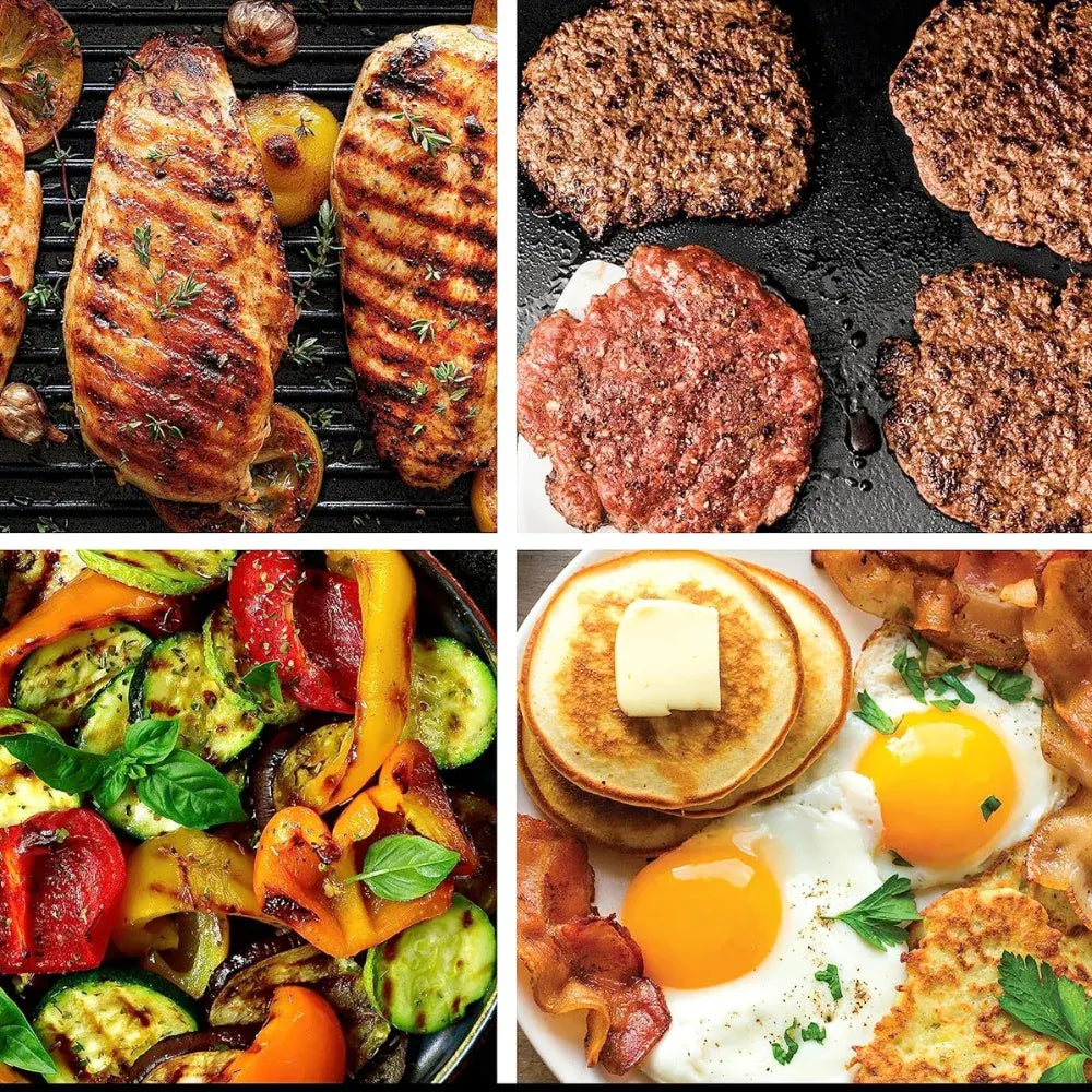 Nonstick Indoor Grill Griddle 500°F Family Meal Plate