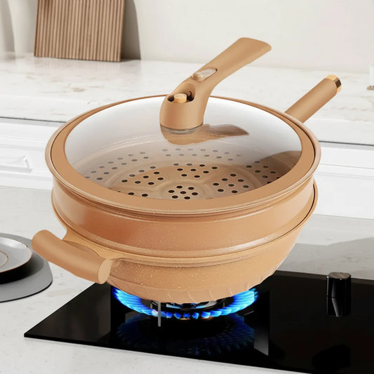 Nonstick Wok Pan with Steamer Lid