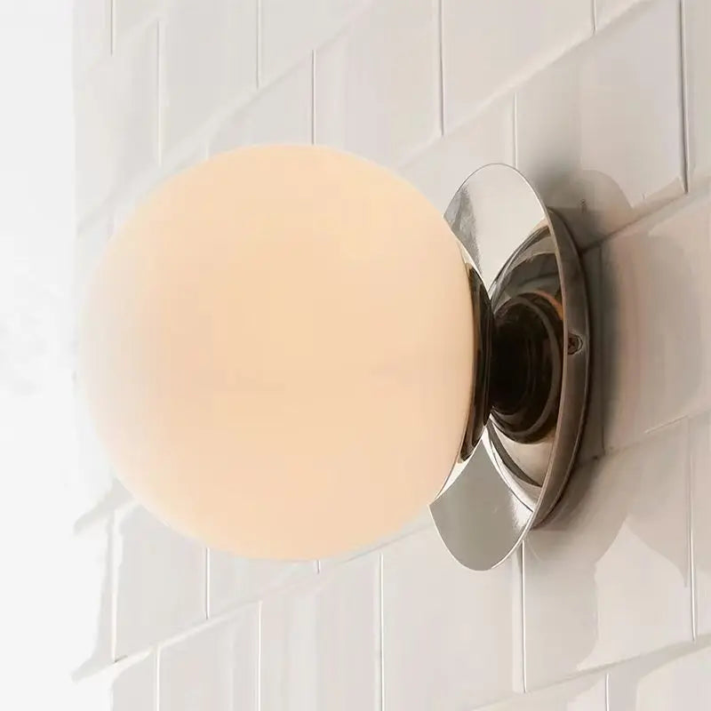 Nordic Glass Globe Wall Sconce | Minimalist Modern Light for Bathroom & Bedroom