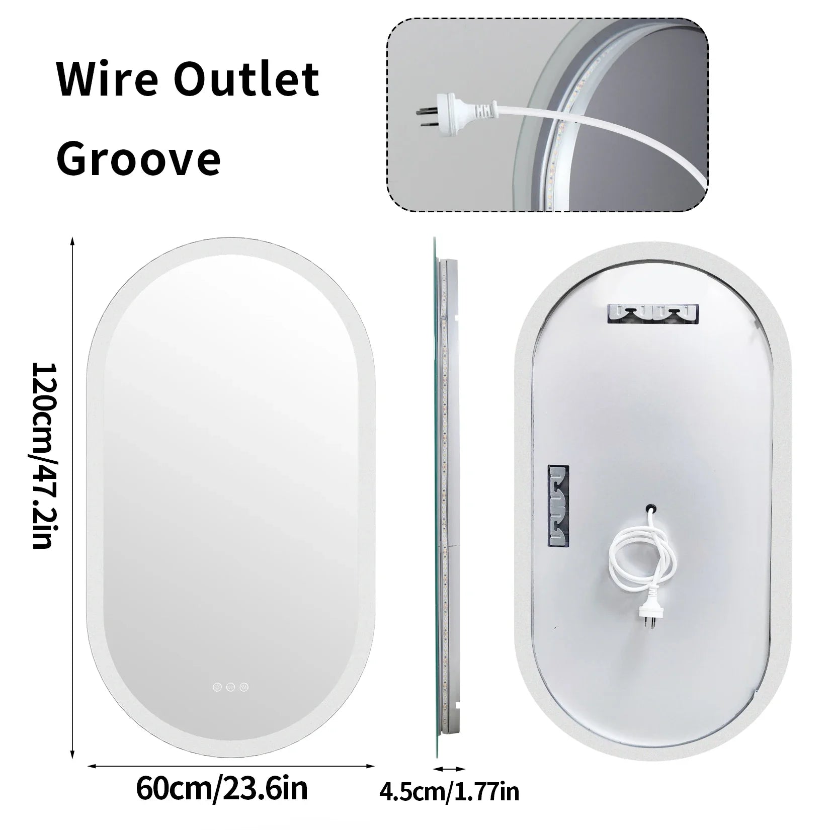 Oval LED Bathroom Mirror with Anti-Fog Function and Dimmable Backlit Design