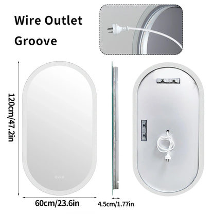 Oval LED Bathroom Mirror with Anti-Fog Function and Dimmable Backlit Design