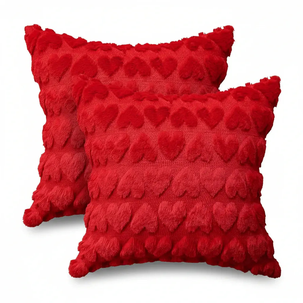 Pink Heart Pattern Polyester Valentine Throw Pillow Covers