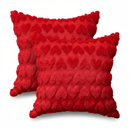 Pink Heart Pattern Polyester Valentine Throw Pillow Covers