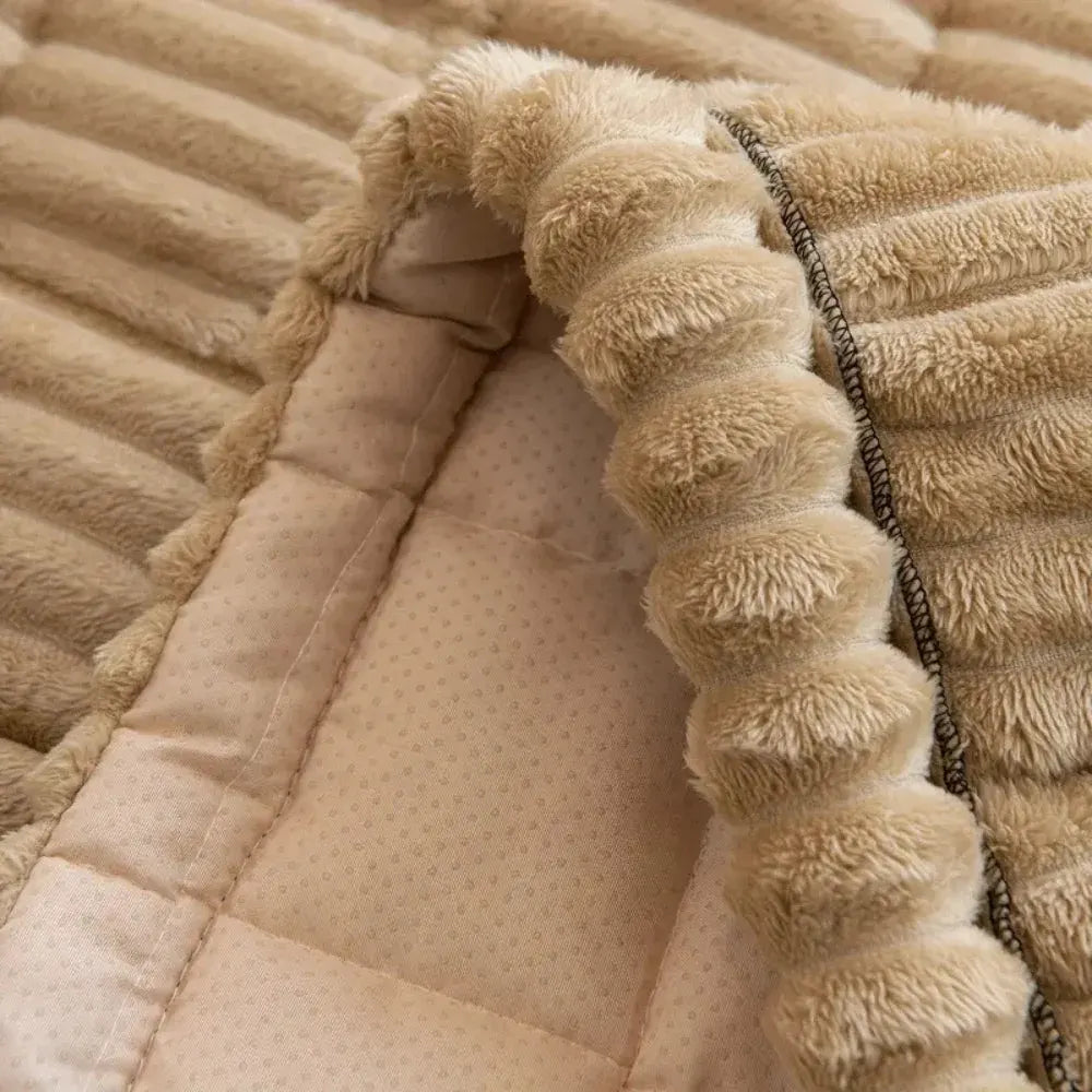 Pleated-Edge Plush Sofa Cover
