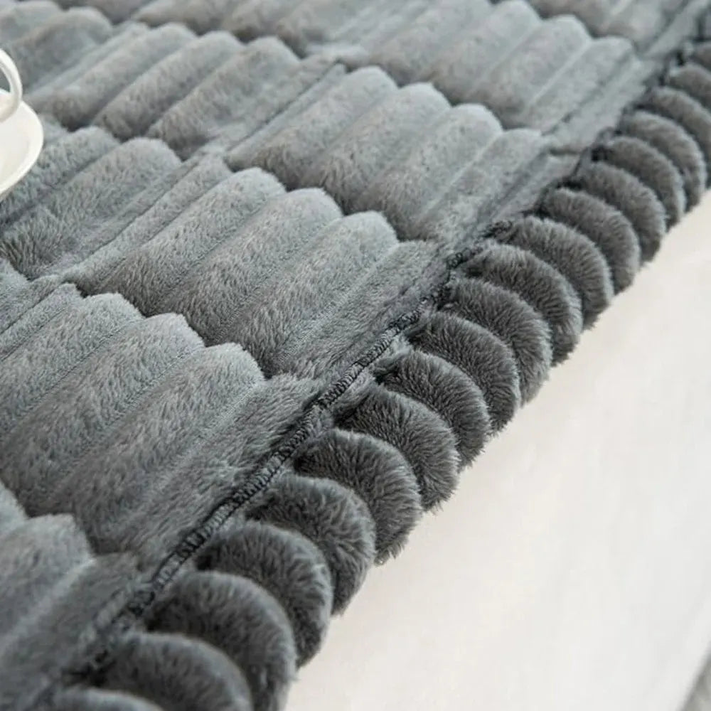 Pleated-Edge Plush Sofa Cover