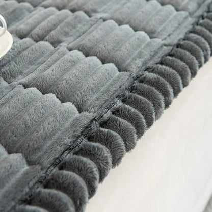 Pleated-Edge Plush Sofa Cover