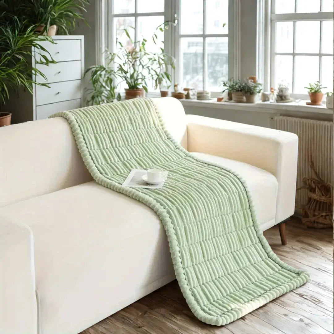 Pleated-Edge Plush Sofa Cover
