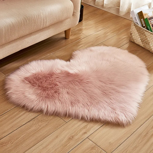 Plush Acrylic Heart-Shaped Indoor Area Rug Floor Mat