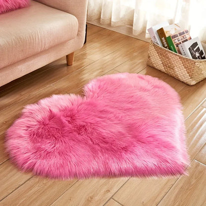 Plush Acrylic Heart-Shaped Indoor Area Rug Floor Mat