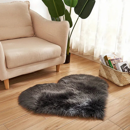 Plush Acrylic Heart-Shaped Indoor Area Rug Floor Mat