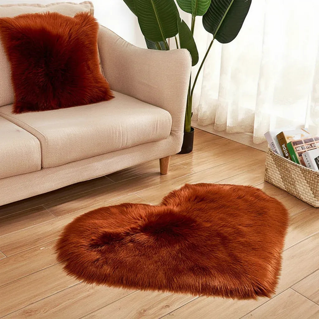 Plush Acrylic Heart-Shaped Indoor Area Rug Floor Mat