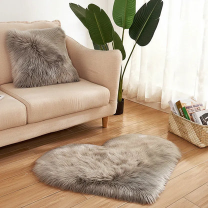 Plush Acrylic Heart-Shaped Indoor Area Rug Floor Mat