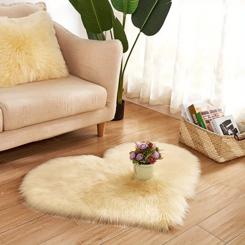 Plush Acrylic Heart-Shaped Indoor Area Rug Floor Mat