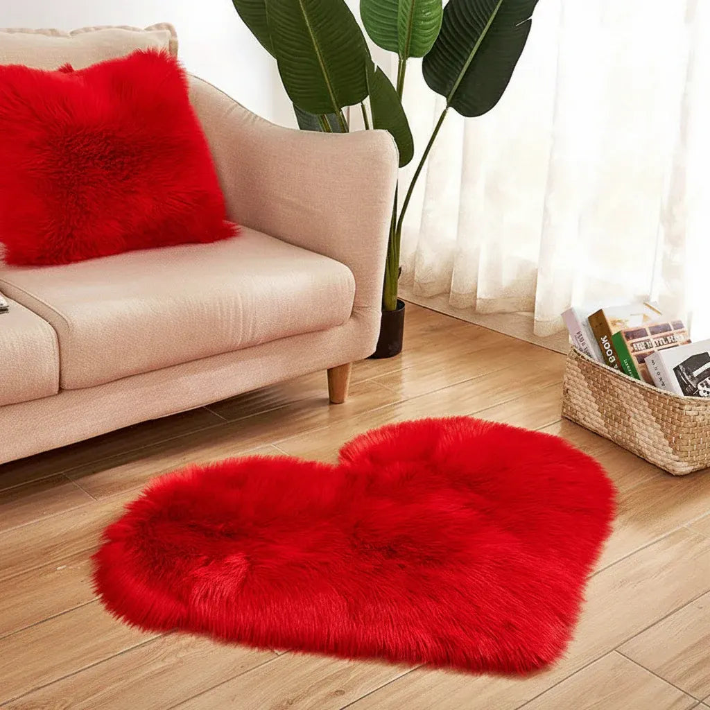 Plush Acrylic Heart-Shaped Indoor Area Rug Floor Mat