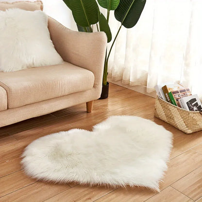 Plush Acrylic Heart-Shaped Indoor Area Rug Floor Mat