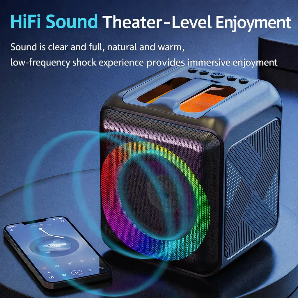 Portable Bluetooth Karaoke Speaker System with Wireless Microphones