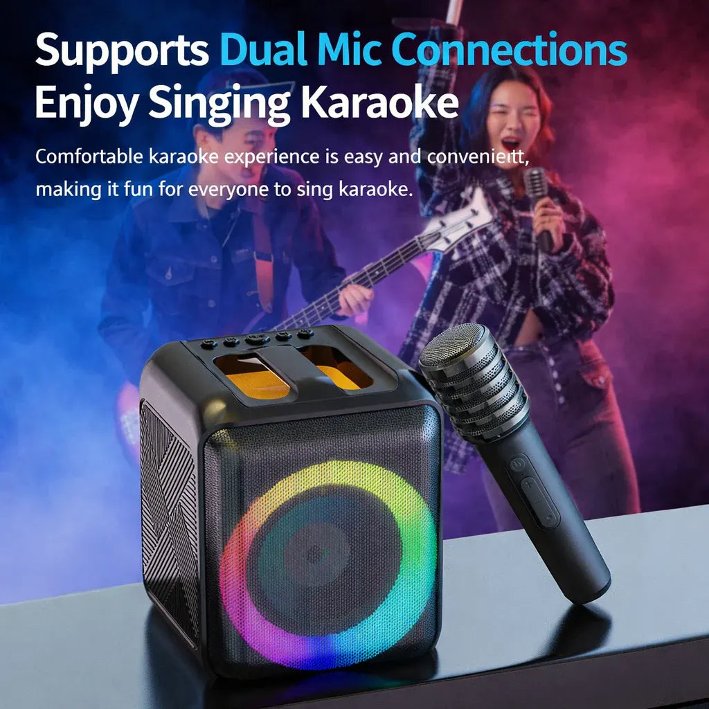 Portable Bluetooth Karaoke Speaker System with Wireless Microphones