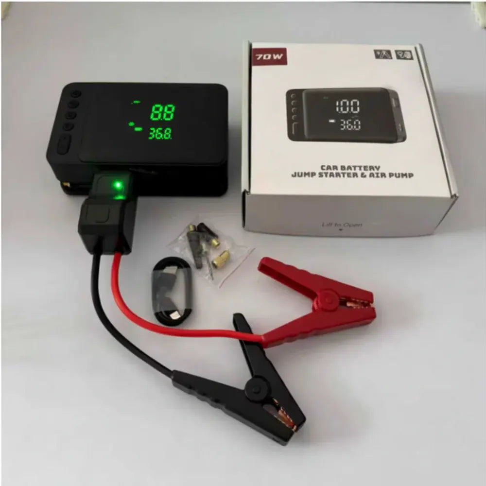 Portable Car Jump Starter with Air Compressor and Tire Inflator Power Pack Kit