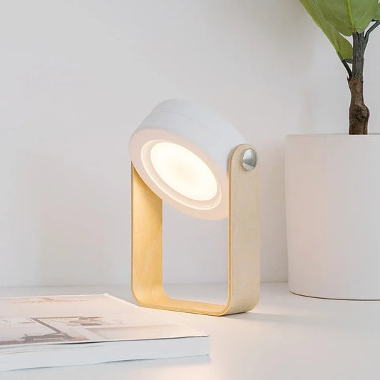 Portable Wooden-Handle Foldable Lantern | Rechargeable LED Table Lamp
