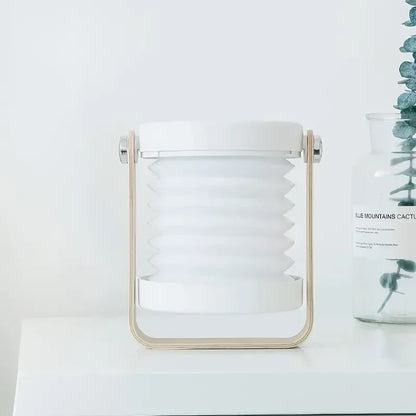 Portable Wooden-Handle Foldable Lantern | Rechargeable LED Table Lamp