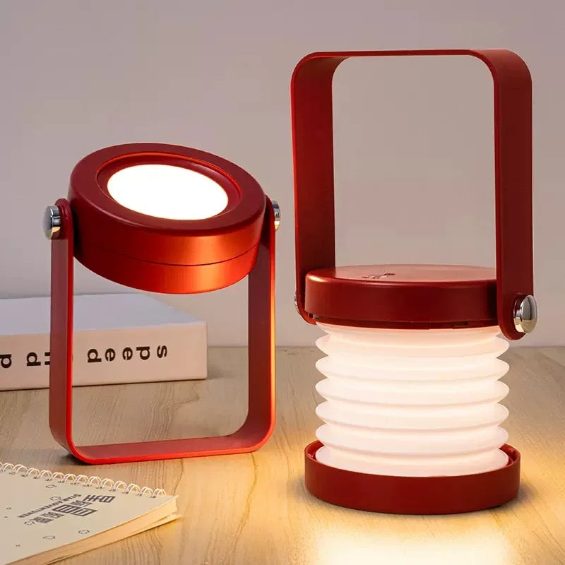 Portable Wooden-Handle Foldable Lantern | Rechargeable LED Table Lamp