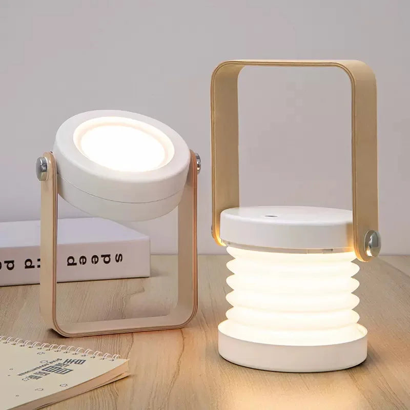 Portable Wooden-Handle Foldable Lantern | Rechargeable LED Table Lamp