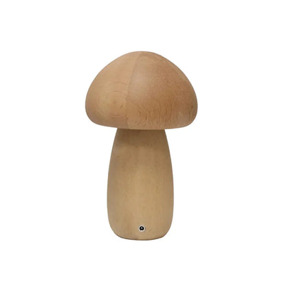 Portobello Mushroom Wood Night Light - Rechargeable Natural Table Lamp