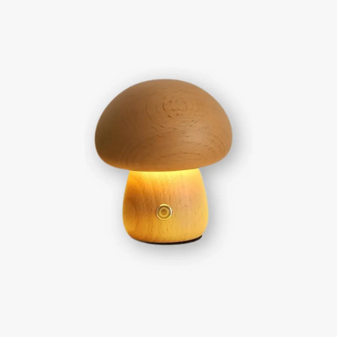 Portobello Mushroom Wood Night Light - Rechargeable Natural Table Lamp