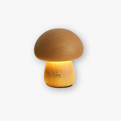 Portobello Mushroom Wood Night Light - Rechargeable Natural Table Lamp