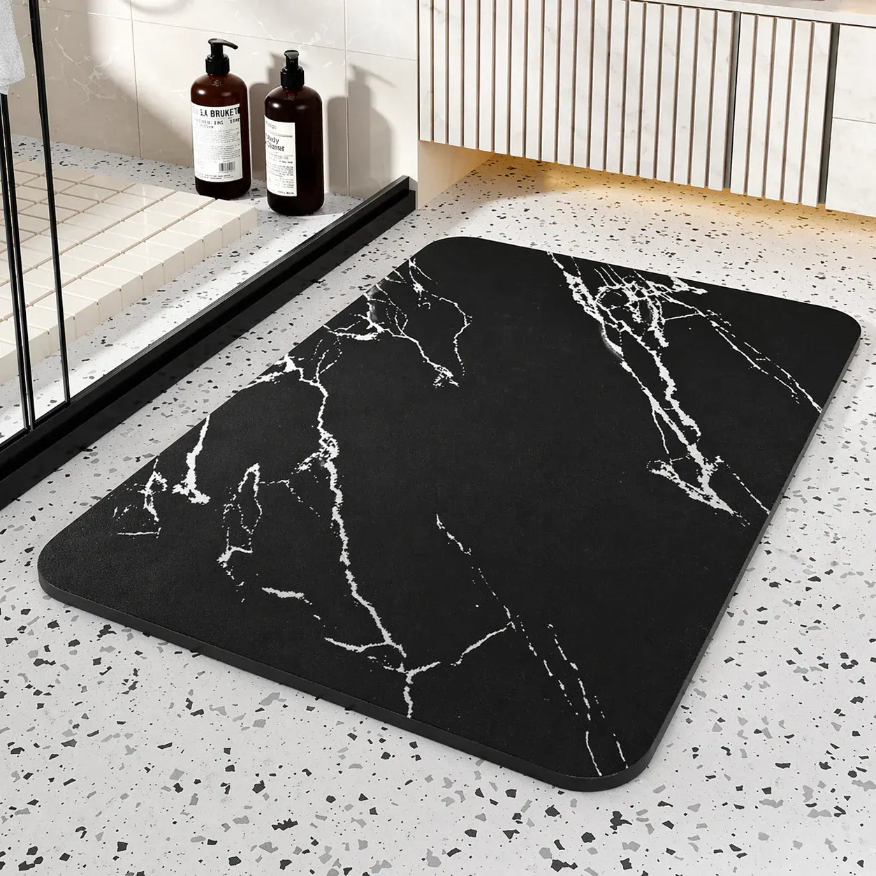 Quick-Dry Diatomite Bath Mat Non-Slip Marble Pattern Rug